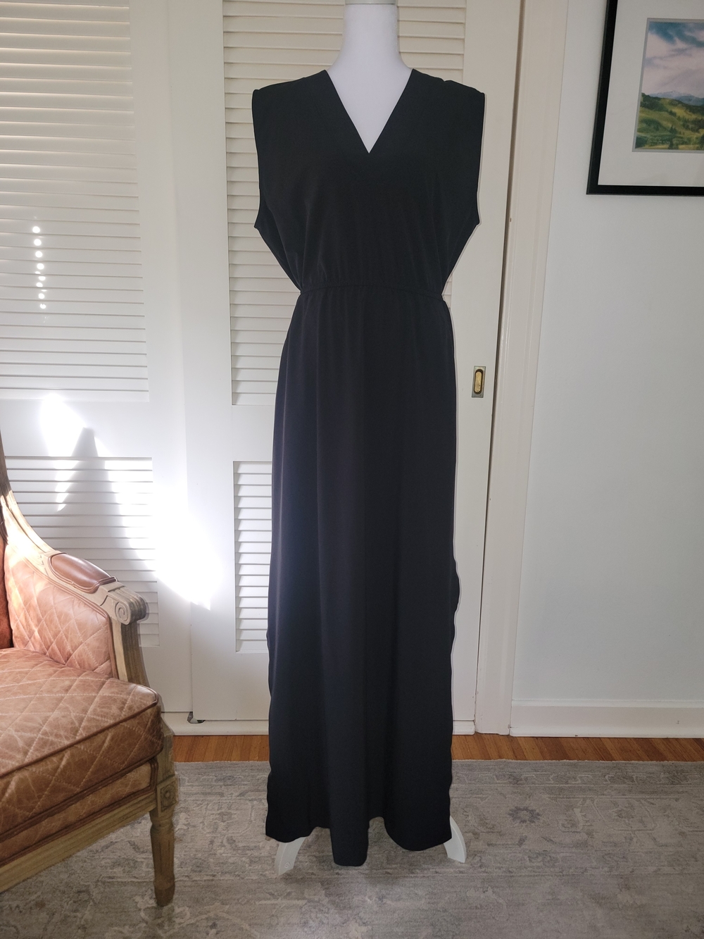Athleta Marlow Black V-Neck Maxi Dress In MTall